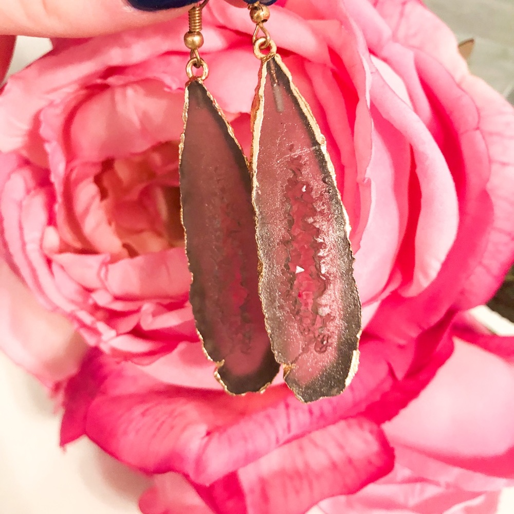 Francesca’s Gold Plated Gray Faux Stone Earrings
